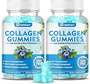 Sugar Free Collagen Peptides Gummies for Women Men, 1500mg Collagen Types I,II,III,V,X, Plus 5000mcg Biotin & Multi Vitamins for Healthy Skin Hair Nails, Immune Digestion Bone Support