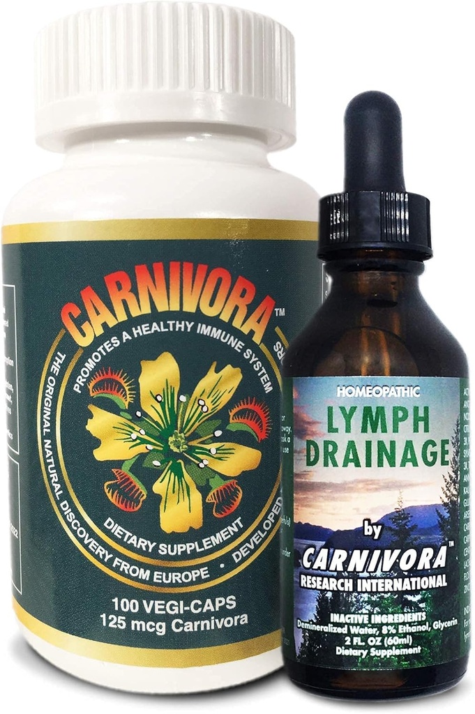 Carnivora The Ultimate Combo - Vegi Caps and Lymph Drainage to Support Immune System and Flush Out Waste (Bundel met 1 Fles Vegi Caps en 1 Fles Lymph Drainage)