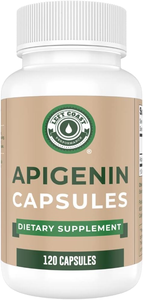 La performance de la côte gauche Apigenin supplément 50mg Capsules - 4 mois d'approvisionnement - Flavonoïde puissant pour améliorer le sommeil, la relaxation et le stress