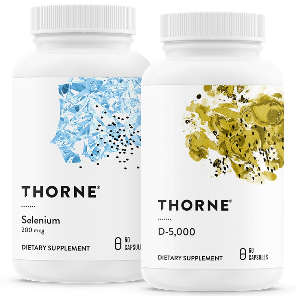 THORNE - Antioxidant en Wellness Bundle - Selenium en vitamine D-5000 - Ondersteunt schildkliergezondheid en immuunfunctie - 60 porties