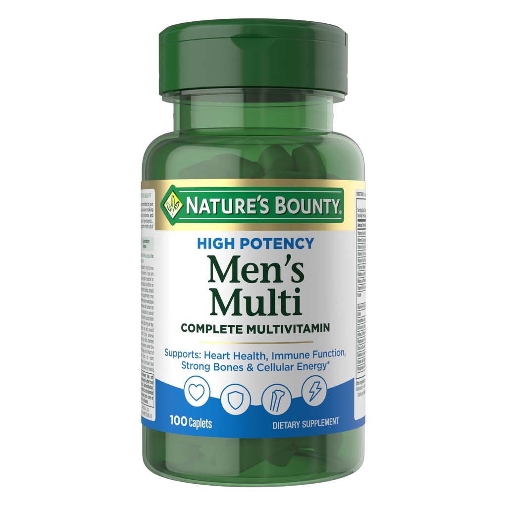 Nature’s Bounty High Potency Men’s Complete Multivitamin, Daily Men’s Health Vitamin for Heart Health and Immune Support, Men's Multivitamin for Strong Bones, Overall Health and Wellness, 100 Capsules