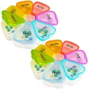Wekelijkse pil Organisator, Medicine Organizer, 7 dagen pil houder, Travel Pill Case (2PCS Kleurrijke)