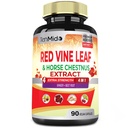 Capsules d'extrait de feuille de vigne rouge - avec châtaigne de cheval, racine de betterave, gingembre - Supplément à base de plantes pour le coeur, la veine des jambes et l'énergie - 90 capsules végétaliennes pendant 45 jours