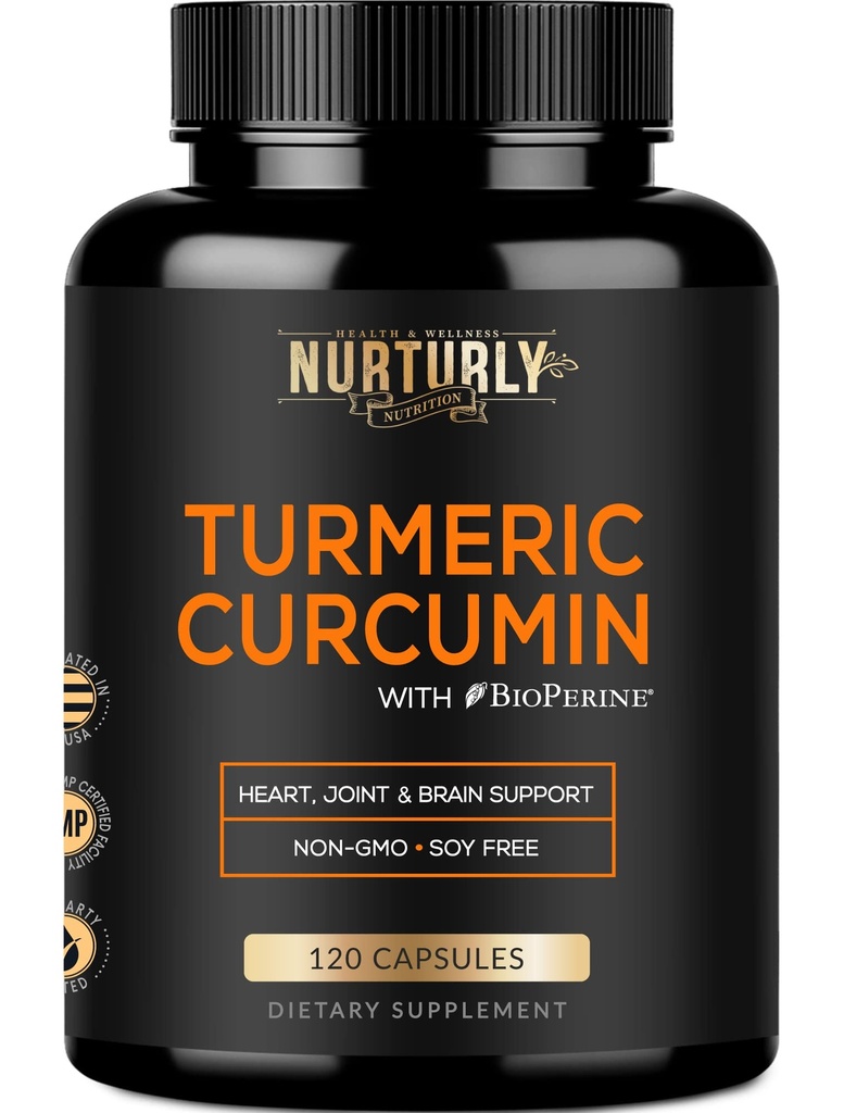 Kurkuma Curcumin met BioPerine Black Pepper en 95% Curcuminoïden - Hoge Absorptie Kurkuma Supplementen 1300mg voor Hearth Health - Non-GMO, Glutenvrij - 120 Capsules