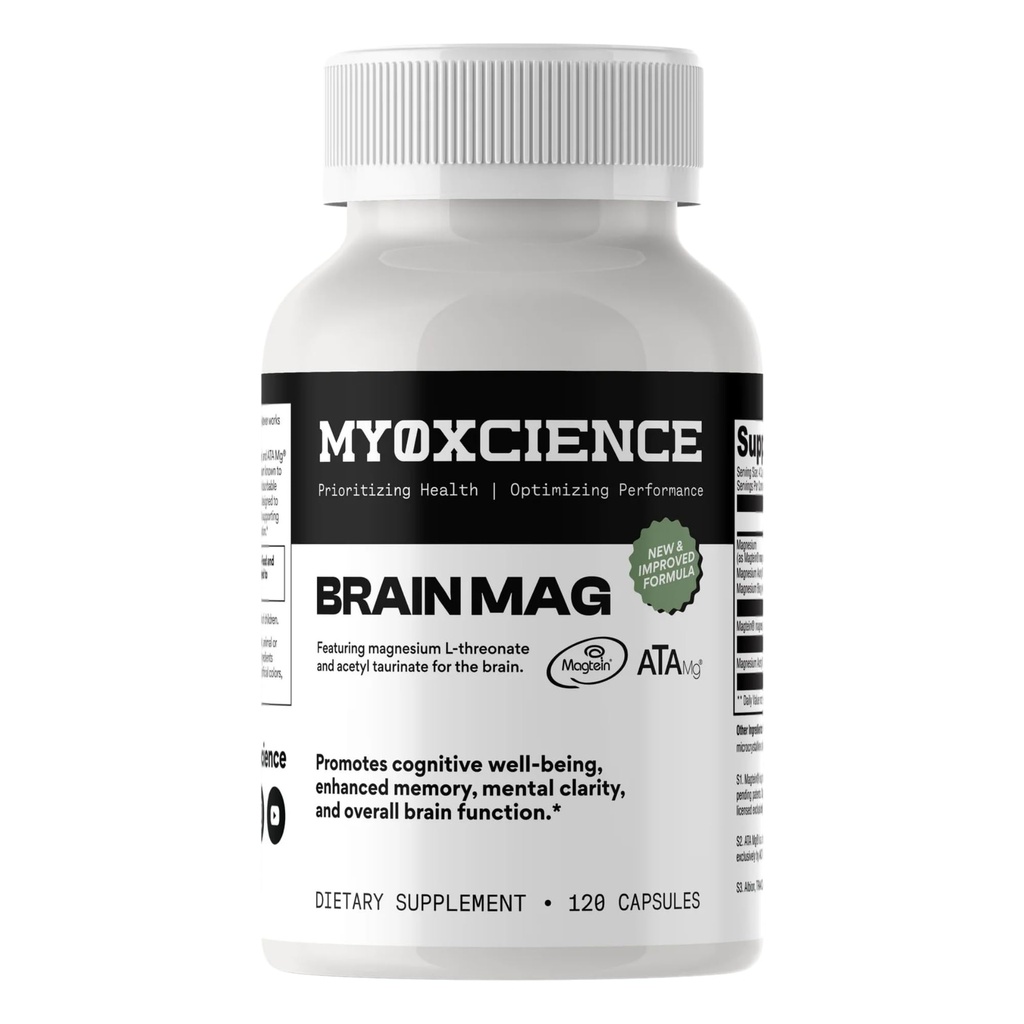Magnesium L-Threonate + Mag Acetyl-Taurate (ATA Mag) + Mag Glycinate | Promotes Cognitive Well-Being, Enhanced Memory, Mental Clarity and Overall Brain Function | 120 Capsules