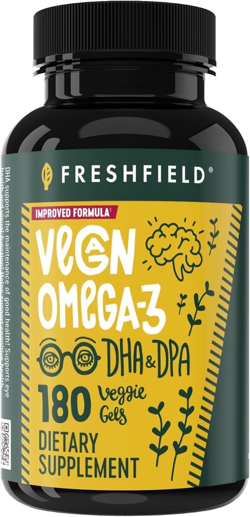 Vegan Omega 3 DHA: Algenolie, Meest beoordeeld, Carrageenvrij, Duurzaam, Getest, Geen zware metalen, Visolie Alt, Plant Based Omega. Ondersteunt hart, hersenen, gezamenlijke gezondheid w/DPA
