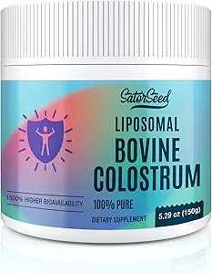 Liposomale Bovine Colostrum Powder Supplement 100% Pure Colostrum, 1500% Hogere biologische beschikbaarheid voor Immune and Gut Health (60 porties)