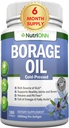 Borage Oil - 1000 mg - 180 Softgels - Cold Pressed High GLA Borage Seed Oil - Hexane en PA Free - Geweldig voor huid, haar en botten.