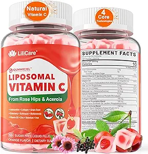 Natuurlijke Liposomale Vitamine C 1000mg Gummies voor Volwassenen Kinderen 9+, 1660mg Kauwbare Vitamine C w/11mg Zink, D3, Vlierbes, Echinacea, Bioflavonoïde, Immune Ondersteuning - Biologische VIT C van Fruit, Suikervrij
