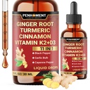 11in1 Liquid Ginger Extract with Liquid Turmeric, Ceylon Cinnamon Drops, Vitamin D3, Vitamin K2, Berberine Extract, Garlic, Black Pepper - Drops Extract - 1FL Oz - 2 Month Supply