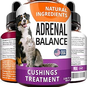 Balance adrénale pour chiens et chats - Cushing Traitement pour animaux de compagnie, support adrénal avec Ashwagandha, racine de réglisse, Rhodiola Rosea - 2oz gouttes à base de plantes