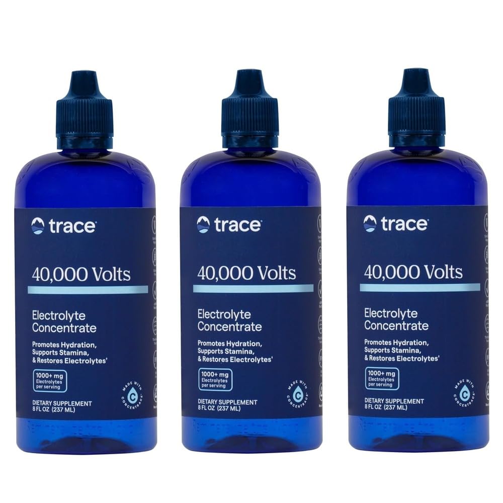 Trace Minerals 40.000 Volt - Concentrate Supplement Drops for Electrolyte Support - Support Muscle Health & Vitality - Workout Drink to Aid Hydration - 8 fl oz (Pack of 3) (144 Servings)