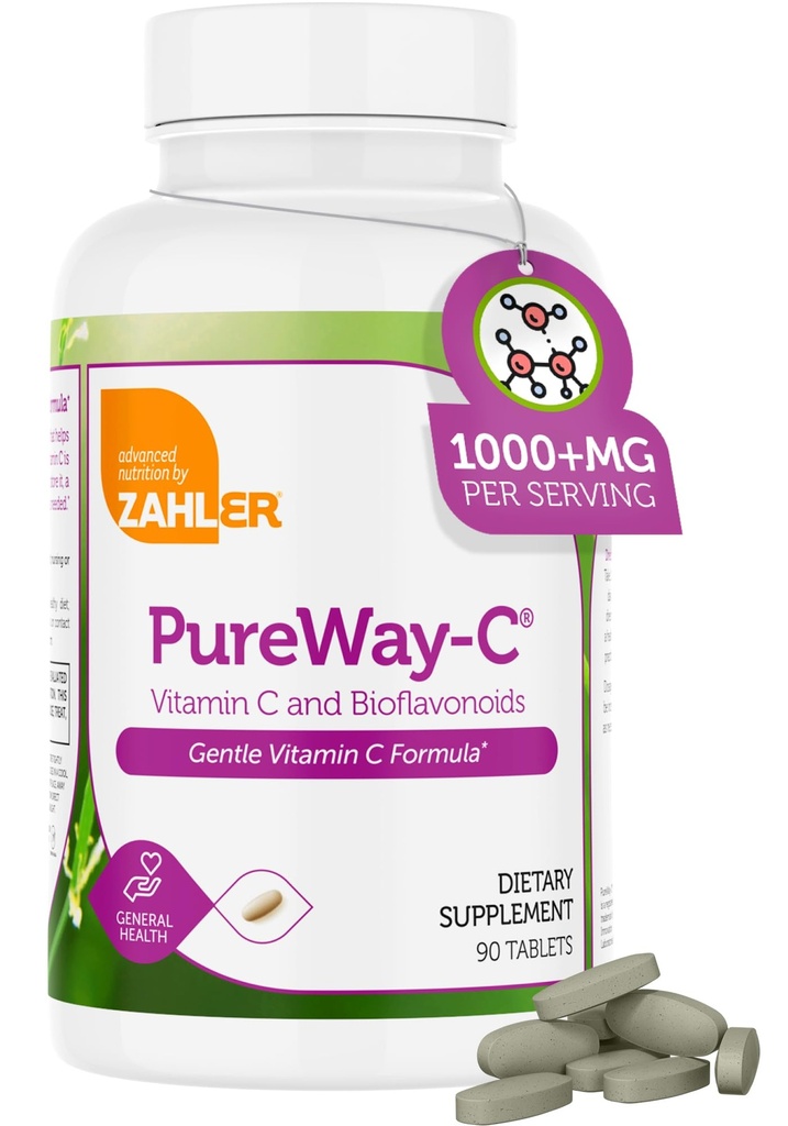 Zahler Vitamin C 1000mg Tablets with Bioflavonoids - High Potency for Immune Support - Gentle on Stomach - Gluten Free Supplement for Women & Men (90 Count)