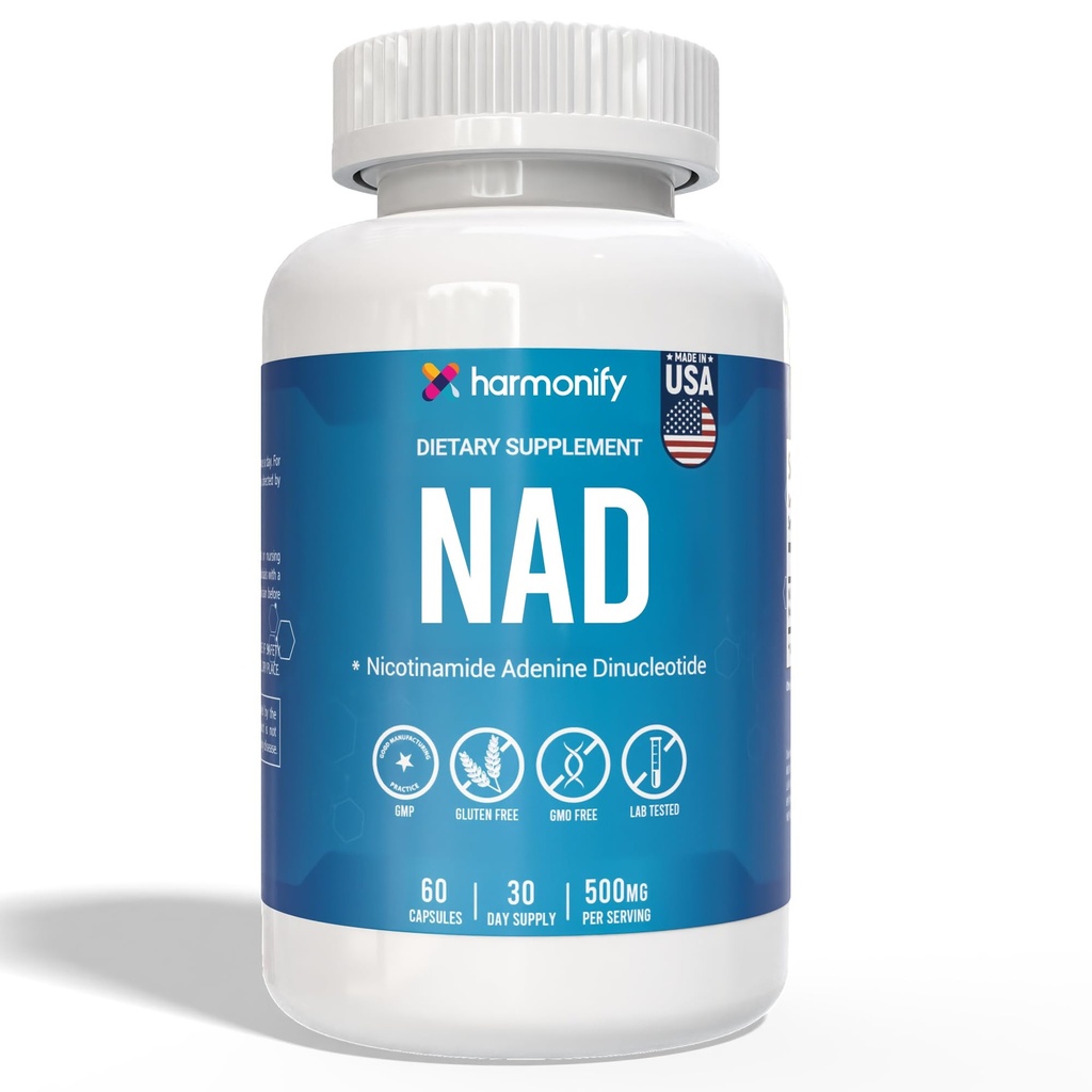 NAD Supplement 60 Capsules, Proudly USA Company, Non-GMO & Gluten Free, 1 Month Serving, 1000 Mg Per Serving
