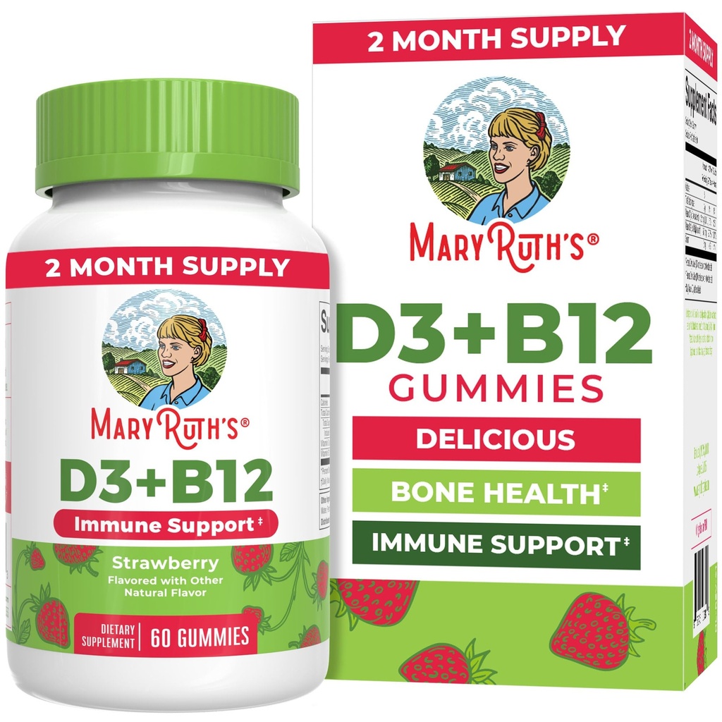 MaryRuth Organics Vegan Vitamin D3 + Vitamine B12 Gummies 2 maand levering 