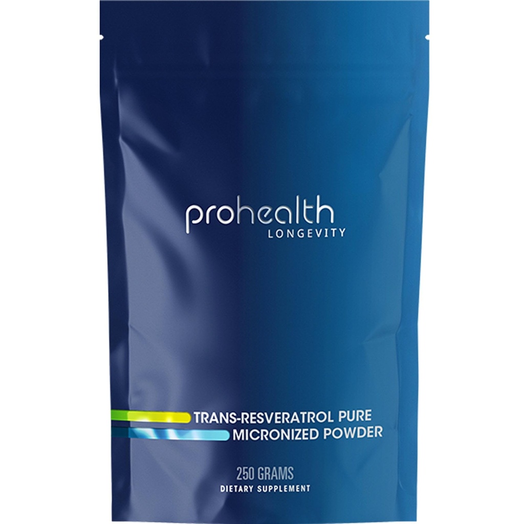 ProHealth Longevity Bulk Trans Resveratrol Poudre 250 grammes - Classe pharmaceutique pure, 1000 mg par scoop, absorption supérieure et biodisponibilité