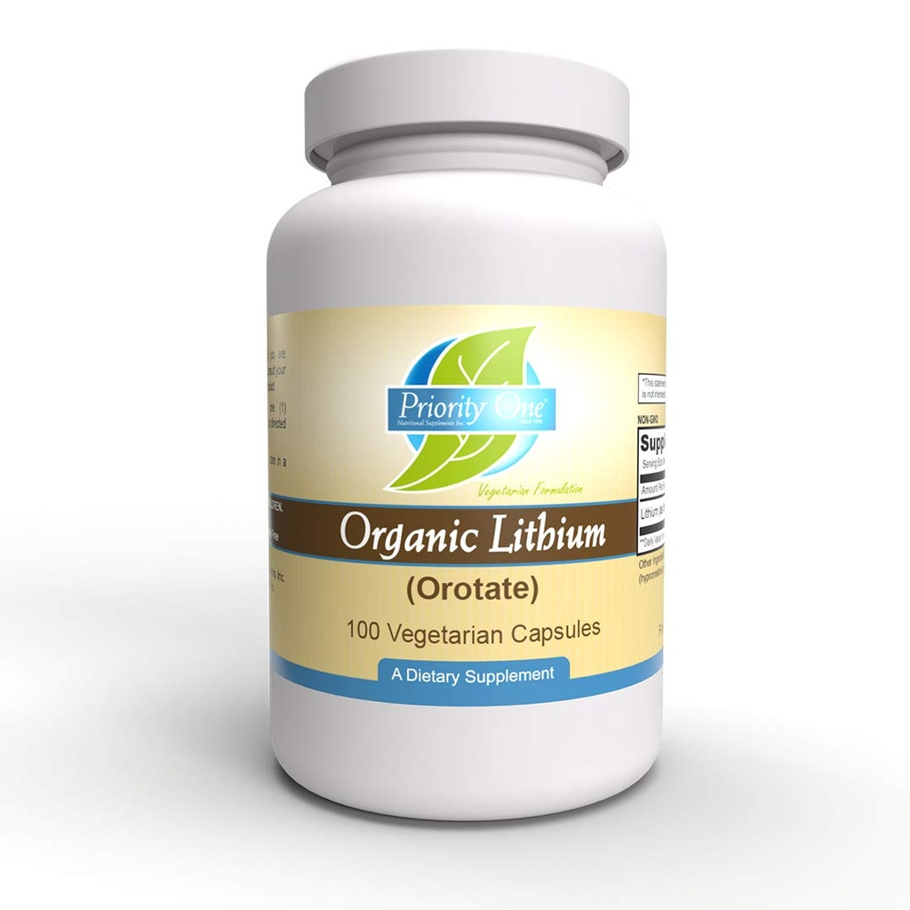 Priority One Vitamins Lithium Orotate 5mg 100 Vegetarian Capsules