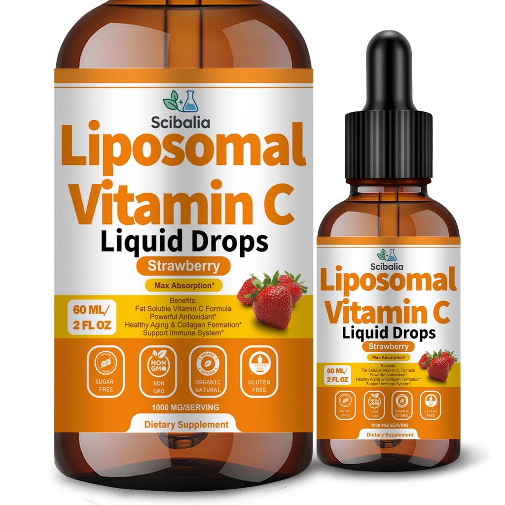 Liposomal Vitamin C 1000mg Drops High Potency 6-in-1 Fat Soluble VIT C w. Zinc Elderberry Glutathione Niacin for Immune Support Antioxidant Collagen Production丨High Absorption Liquid Vitamin C Formula