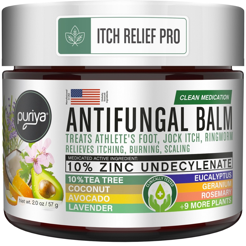 Puriya Clinically Proven Antifungal Cream for Skin Fungus, Extra-Strength Athletes Foot Cream Treatment, Jock Itch, Ringworm Treatment for Humans, Anti Fungal Itchy Skin Relief with Tea Tree Oil