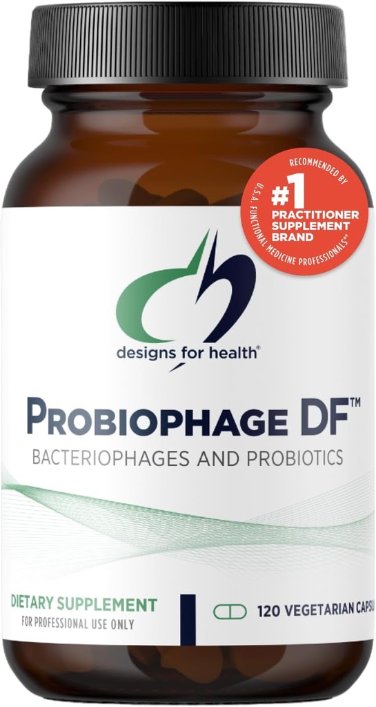 Designs for Health Probiofage DF - Bacteriofage Prebiotic + Probiotic Supplement - Probiotics for Digestie + Immune Support - Dairy Free Pre and Pro Biotics in Delayed Release Capsules (120 Tel.)