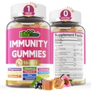 10 en 1 Supplément de soutien immunitaire Gommies, w/Echinacea, Vitamine C et zinc Elderberry, Sélénium, Vitamine D3 5000UI, Magnésium, Booster Imune quotidien multivitamine, pour l'énergie osseuse antioxydante, 1 paquet