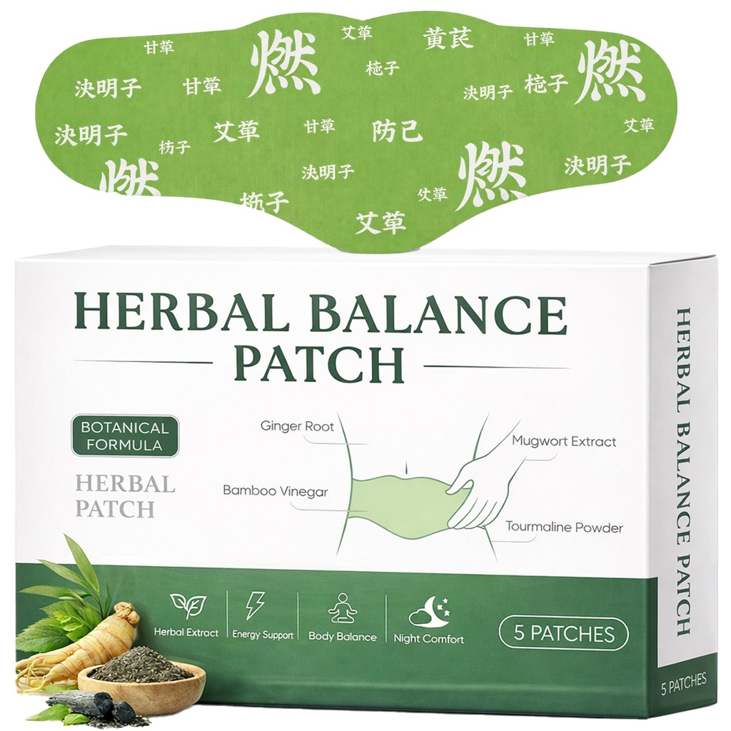 Herbal Balance Patch for Waist & Body, Japanese Inspired Balance Patches, Non-Irritating for Stomach & Daily Use, Breathable Snatch Patch Design for Work, Travel & Night Routine(1pcs)