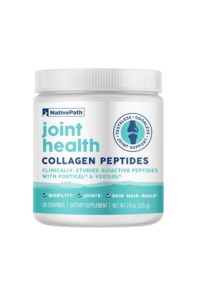 NativePath Joint Health Advanced Formula, Type 1 & 3 Peptiden met Fortigel & Verisol, Grass-Fed Unflavored Collagen voor vrouwen & mannen, 30 Servers