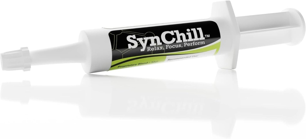 SynChill Oral Horse Calming Gel, 100% Natural & Nutritional Supplement, Lab bewezen resultaten, Ontworpen voor Focus & Performance, goedgekeurd door Olympische professionals & dierenartsen, Made in USA - 1 Pack