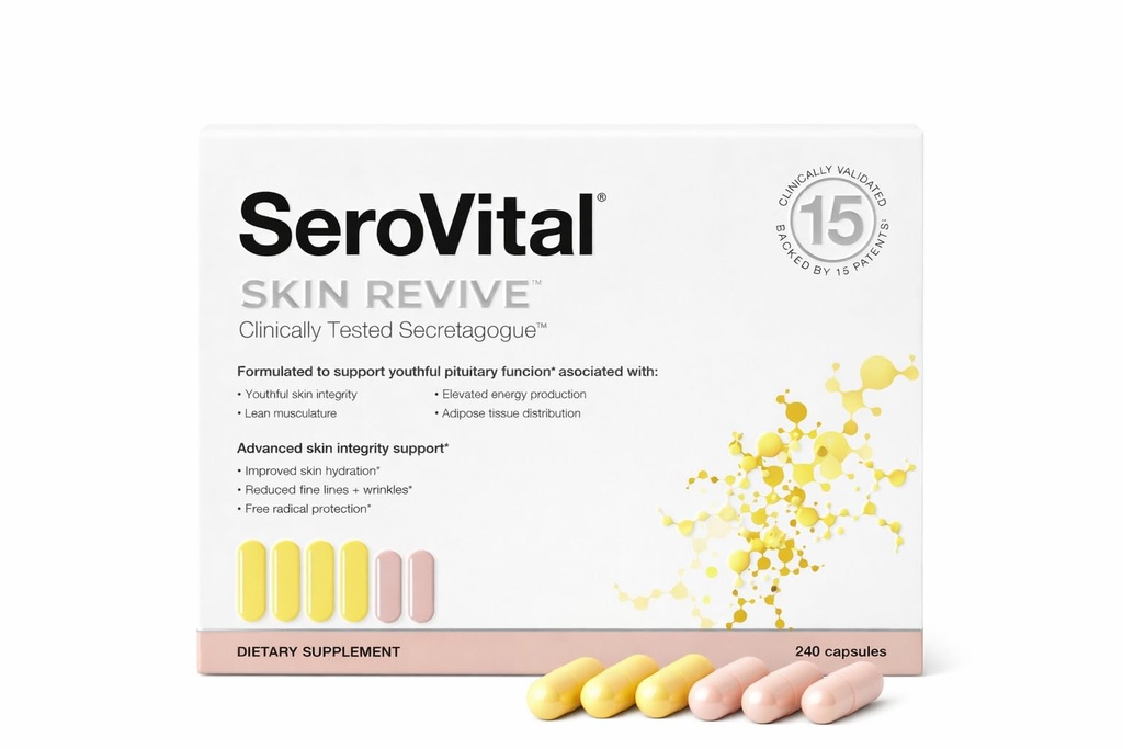 Serovital Skin Revive – Anti-Aging Supplement for Women – Supports Skin Hydration, Energy, Immune Health & Fine Line Reduction – 240 Capsules – 40-Day Supply