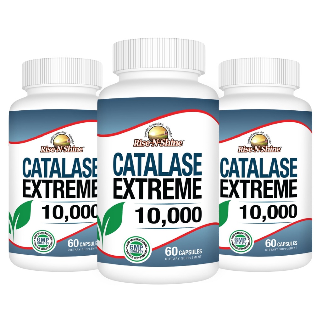 Rise-N-Shine Catalase Extreme Supplement 10,000 - Supplement with Saw Palmetto, Biotin, Fo-Ti, PABA - Hair Supplements for Strong Hair Support- 180 Capsules - Pack of 3 (90-Day Supply)