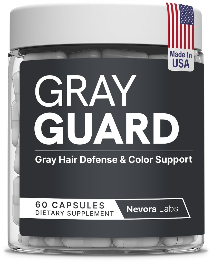 Gray Guard – Anti Grey Hair Supplements with Catalase – Support for Gray Hair & Melanin Haircare – Natural Pigment Restoration Formula for Men & Women – 60 Capsules