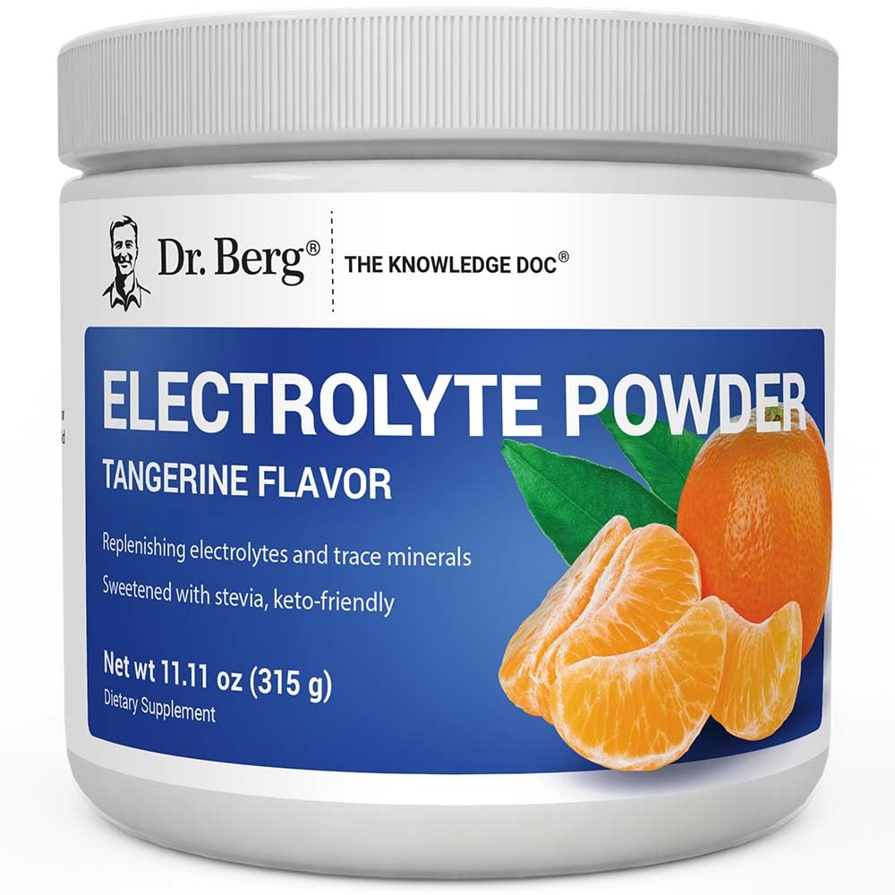 Dr. Berg Zero Sugar Hydration Keto Electrolyte Powder - Enhanced w/ 1000 mg Kalium & Real Pink Himalaya Salt (NOT Tafelzout) - Tangerine Flavor Hydration Drink Mix Supplement - 50 porties