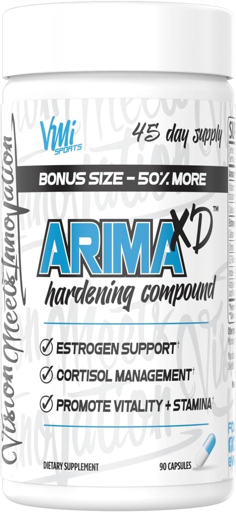 VMI Sports Arima-XD 60 Comte, équilibre hormonal naturel, anti-aromatase cortisol bloqueur pour les hommes et les femmes, supplément pour soutenir les niveaux équilibrés de testostérone et d'hormones estrogéniques sur ou hors cycle (90 ct)