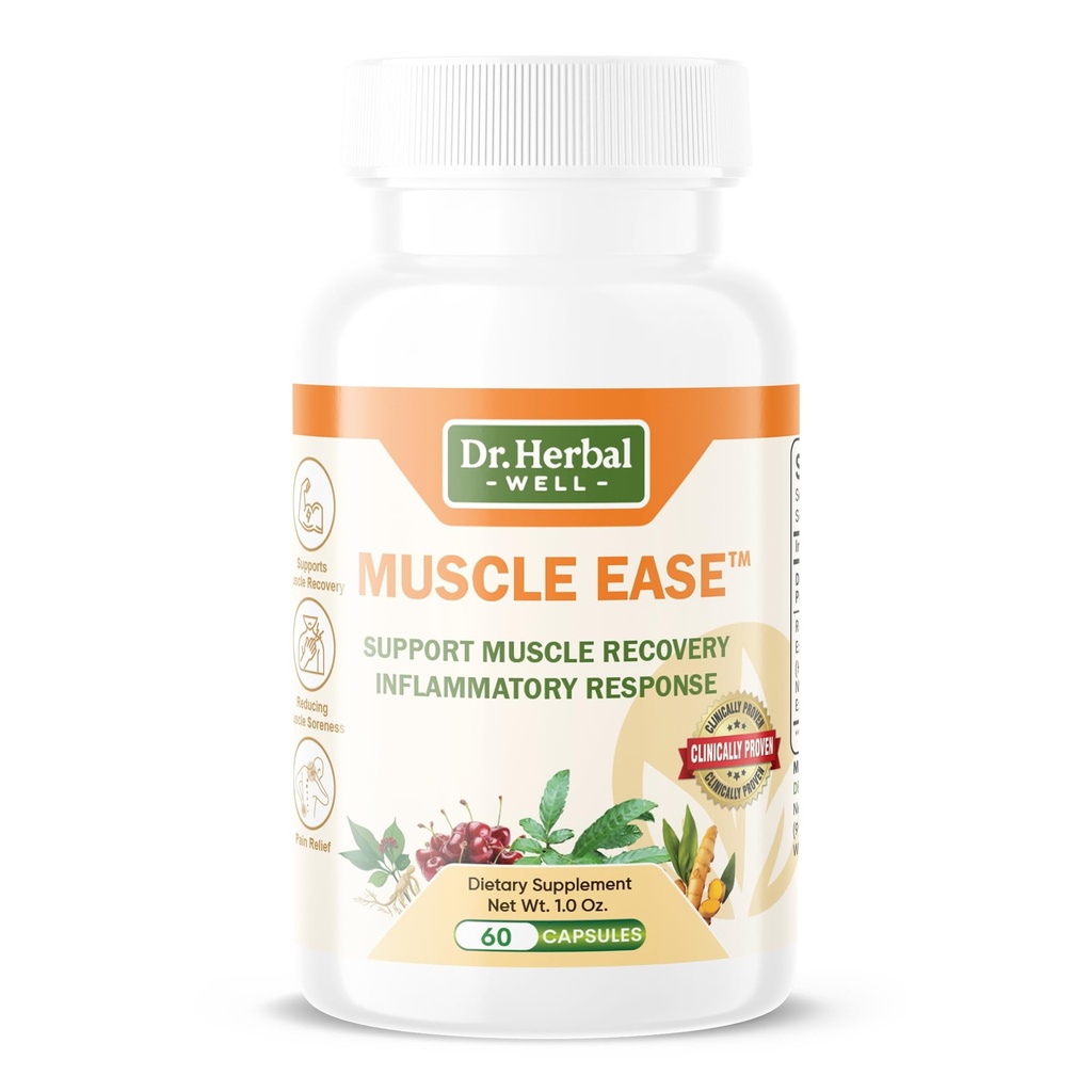 DR.HERBAL WELL Muscle Ease - Soutien des articulations, des muscles et des nerfs Fast Agtive Relax Comfort Recovery Supplément naturel à base de plantes - (60 capsules) MAX-Strength