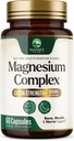 Magnesium Complex Supplement - Magnesium 500mg Per Serving - High Absorption Blend of Glycinate, Citrate, Malate, Oxide - Supports Sleep, Muscle, Bone, Heart Health - Bottled in USA - 60 Capsules