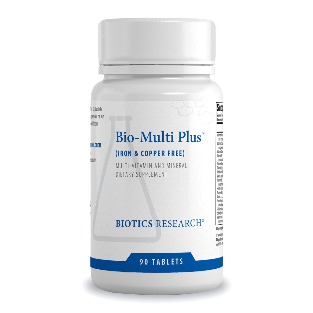 Biotics Research Bio-Multi Plus Iron & Copper Free Multivitamin, Chelated Minerals, Emulsified Fat Soluble Vitamins, Iron Free, Copper Free, High antioxidants, SOD, Catalase, 90 Tabs