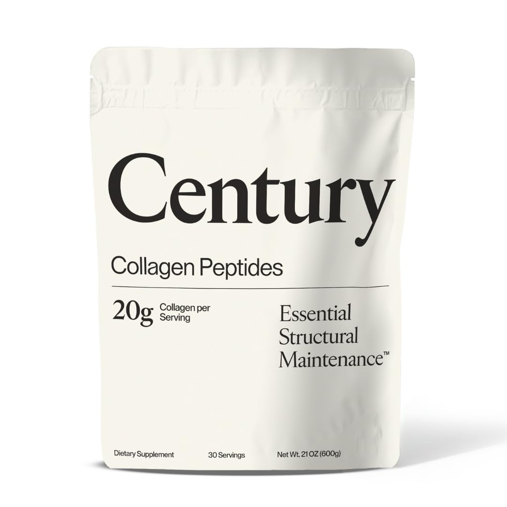 Century Structural Collagen Peptides Powder - 4 Patented Bioactive Peptides for Joint, Bone & Tendon Repair - Grass Fed, 20g Dose, Unflavored (30 Servings)