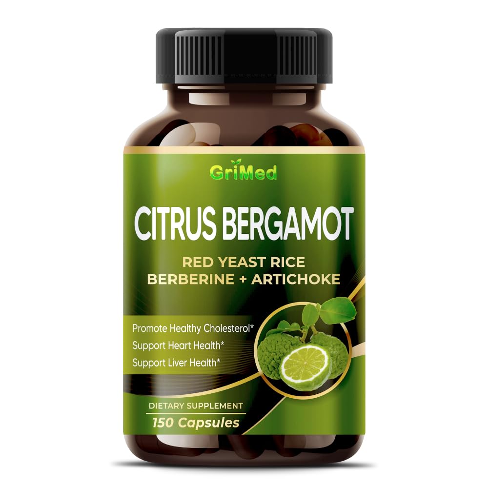 Citrus Bergamot 50:1 Extract 20.400mg met rode gist Rijst, Knoflook, Artichoke voor gezonde cholesterol, Heart Health - Made in The USA (150 Telling (Pack of 1))