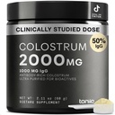 Toniiq Bovine Colostrum Powder Supplement 2000mg - 50% IgG for Gut Health, Immune Support & Skin - French Colostrum Farm-to-Jar Traceable, Microfiltered, Third-Party Tested - 30 Servings