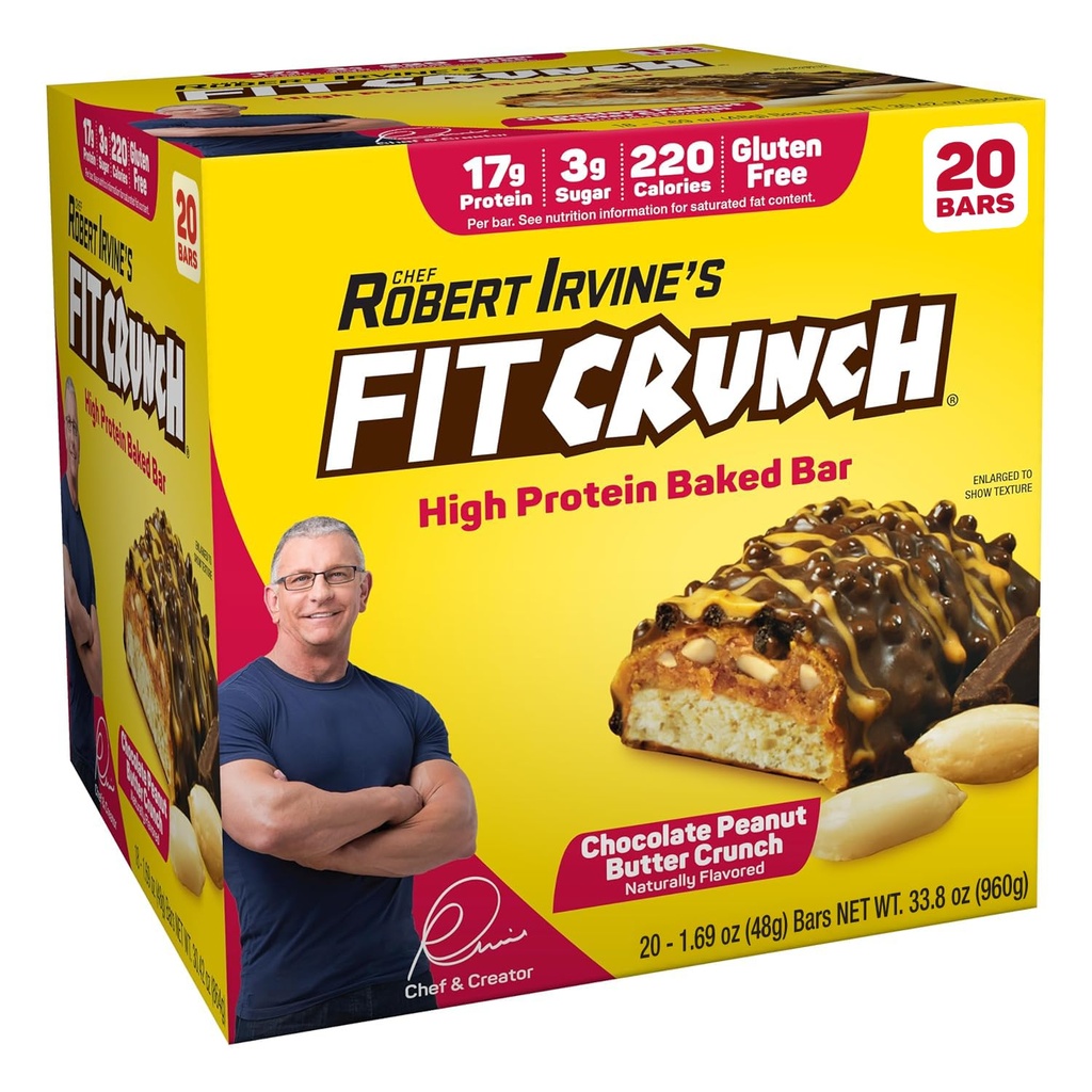FITCRUNCH Protein Bars, Snack Size Value Pack, Gluten Free, Made with Whey Proteins (20 Snack Size Bars, Peanut Butter Crunch)