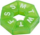 EZY DOSE Organisateur hebdomadaire de pilules, boîte de médicaments et planificateur de vitamines, planificateur de pilules de voyage, entreposage portable, 7-sid, vert, sans BPA