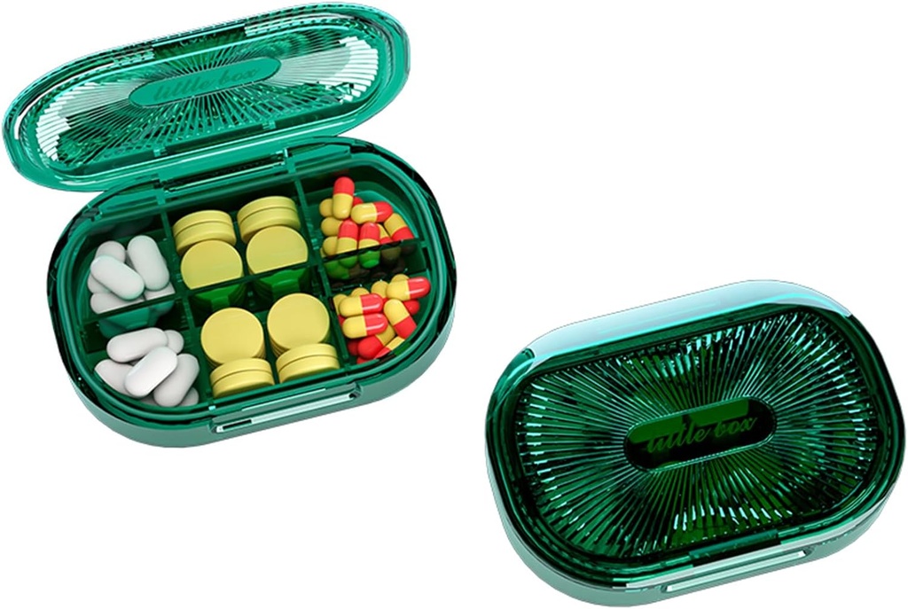 Kleine pil Box, Vocht Proof Pill Case, Travel Pill Organizer voor Pocket Portable Medicine Vitamine, Visolie, Supplement (Groen)