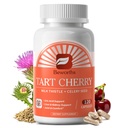 Tart Cherry Capsules | Milk Thistle & Celery Seed - Uric Acid & Liver Detox Cleanse | 600mg Tart Cherry Extract (10:1) Supplement with Turmeric, Magnesium, Dandelion for Uric Acid Purge, Joints, Zzz