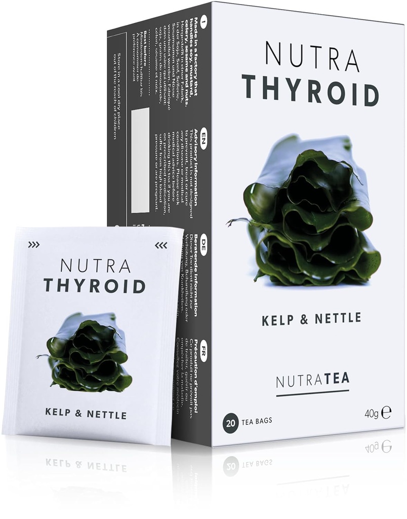 NUTRATHYROID - Schildkliergezondheidsthee - Schildklierondersteuning - Inclusief Kelp, Bladderwrack & Ashwagandha - 60 Enveloped Tea Bags - by Nutra Tea - Kruidenthee - (3 Pack)