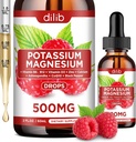 Kalium Magnesium Citrate Supplement, Vloeibare Magnesium Citrate Drops 500mg met Ashwagandha, Calcium, Zink, Vitamine D3, B6, B12, CoQ10 - Vegan 2 fl oz Raspberry Flavor