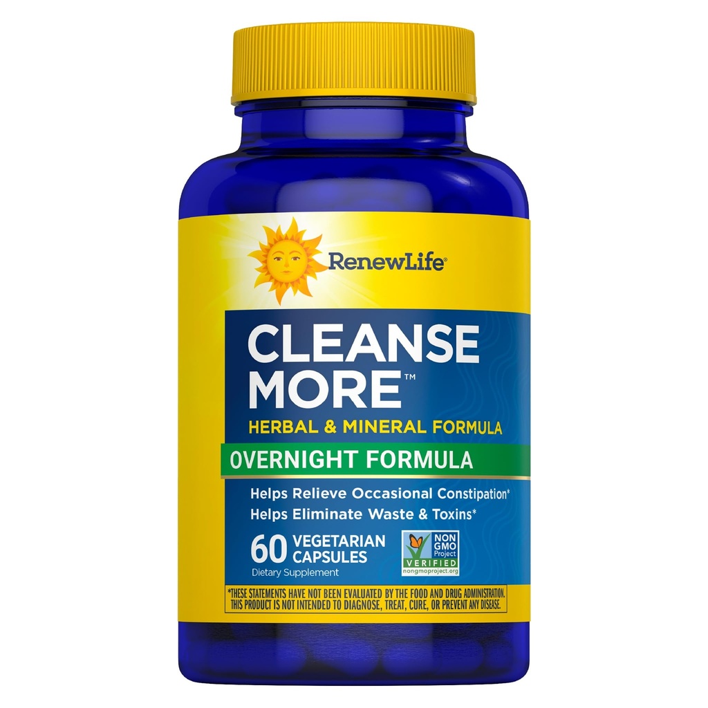 Vernieuwen van het leven Reinigen Meer Herbal Formule met Magnesium voor overnachting Occasional Constipatie Relief; Helpt het bevorderen van afval en toxine Eliminatie; Gluten, zuivel en sojavrij; 60 Vegetarische Capsules*