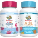 MaryRuth's Kids Magnesium Calm Gummies (Hibiscus) & Vitamin K2+D3 Gummies (Peach Mango & Apricot) | No Gelatin! | Vitamins for Sleep, Bone Support, & Overall Health | Vegan, Non-GMO, Gluten Free