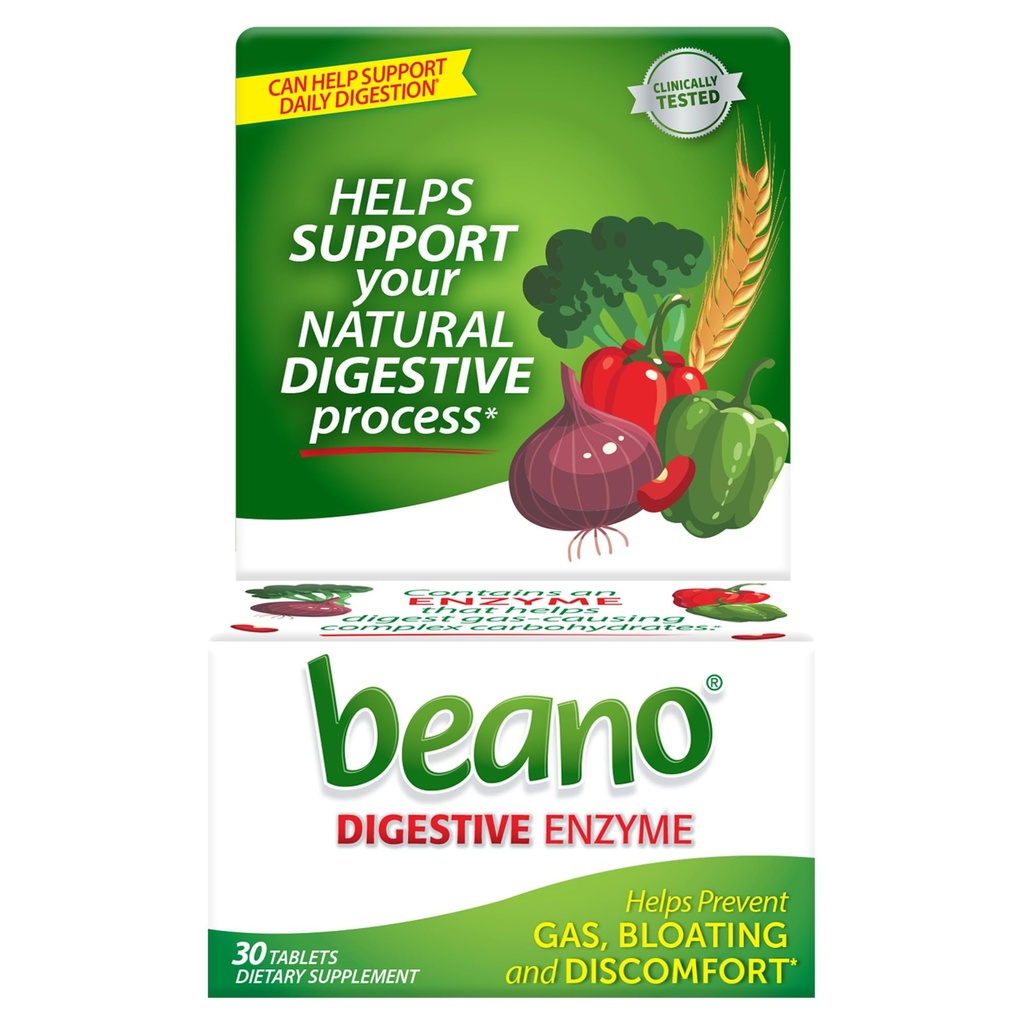 Beano Food Enzyme Dieetsupplement, 30 tabletten (verpakking van 1)