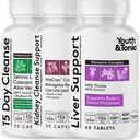 Youth & Tonic 3X Body Cleanse and Detox Pillen voor vrouwen en mannen met lever, nieren, Colon Supplementen ter ondersteuning van gezonde functies en voor het verlies van ongewenste impurities en metabool afval. 120 capsules