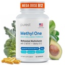 Purest® Methylated Multivitamin for Men & Women | Methylated B12 1000mcg, Biotin, B Complex with 600mcg Vitamin D, Vitamin C, E, A, Methylfolate | Daily Methylate Multivitamin for Energy & Wellness